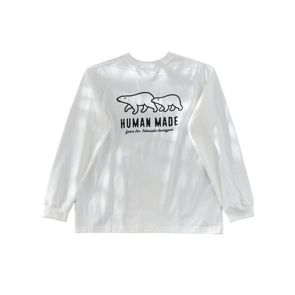 Polar Bear Print White Round Neck Long Sleeve Human Made - Picture 1 of 8